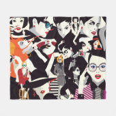 Modieuze meisjes collage: pop kunst fleece deken (Voorkant (Horizontaal))