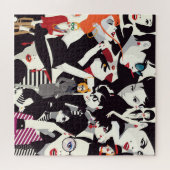 Modieuze meisjes collage: pop kunst legpuzzel (Horizontaal)