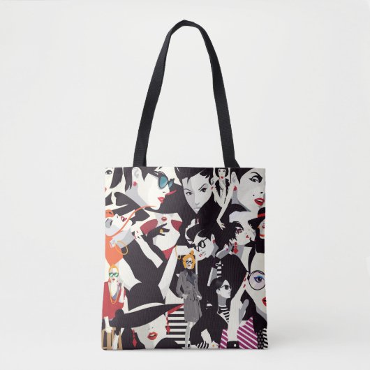 Modieuze meisjes collage: pop kunst tote bag (Voorkant)