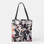 Modieuze meisjes collage: pop kunst tote bag (Achterkant)