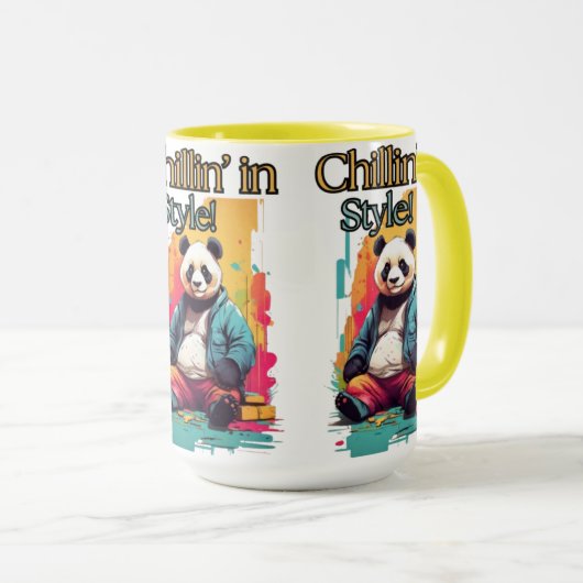 Modieuze Panda Art | Leuk en grillig Mok (Voorkant rechts)