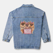Modieuze Pommerse honden roze portemonnee Denim Jacket (Achterkant)