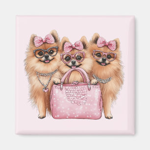Modieuze Pommerse honden roze portemonnee Magneet