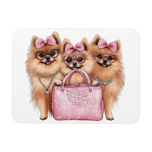 Modieuze Pommerse honden roze portemonnee Magneet