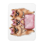 Modieuze Pommerse honden roze portemonnee Magneet (Verticaal)