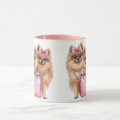 Modieuze Pommerse honden roze portemonnee Mok (Midden)