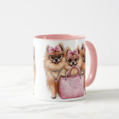 Modieuze Pommerse honden roze portemonnee Mok (Voorkant rechts)
