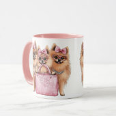 Modieuze Pommerse honden roze portemonnee Mok (Voorkant links)
