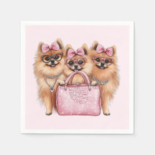 Modieuze Pommerse honden roze portemonnee Servet
