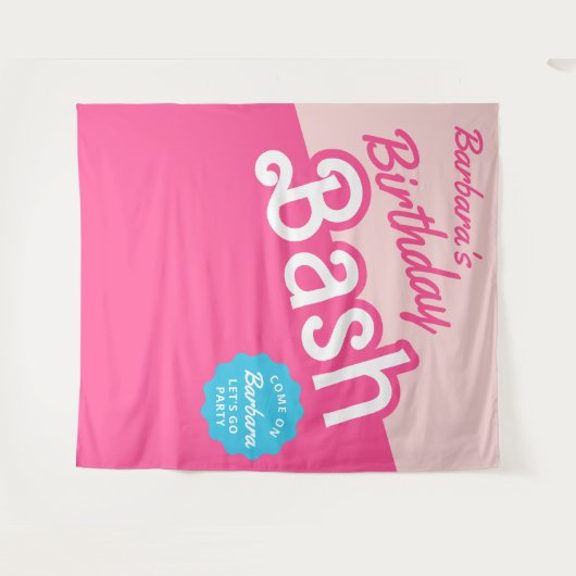 Modieuze pop verjaardagsfeestje wandkleed (Voorkant (horizontaal))