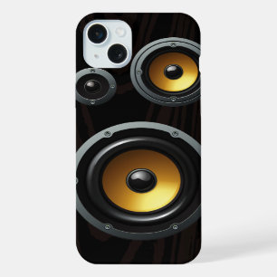 Modieuze Retro Houtstructuur Luidspreker Trio iPhone 15 Plus Case