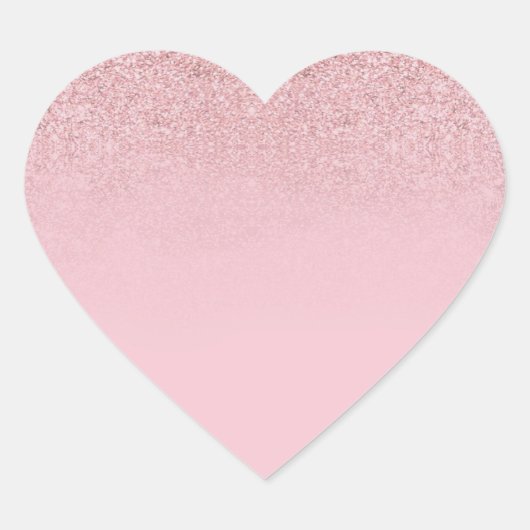 Modieuze Roze Gouden Glitter Elegante Template Hart Sticker (Voorkant)