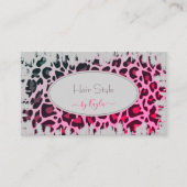 Modieuze Roze Ombre Leopard Patroon Hair Salon Visitekaartje (Voorkant)