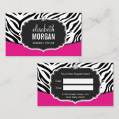 Modieuze roze zwarte zebra print afspraak afsprakenkaartje (Voorkant / Achterkant)