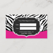 Modieuze roze zwarte zebra print afspraak afsprakenkaartje (Achterkant)
