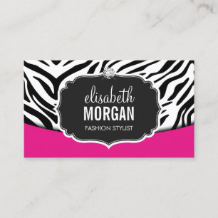 Modieuze roze zwarte zebra print afspraak afsprakenkaartje