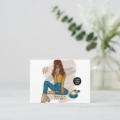 Modieuze selfie meisje visitekaartje (Staand voorkant)