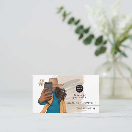 Modieuze Selfie Meisje Visitekaartje (Staand voorkant)