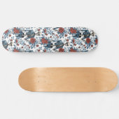 Modieuze Skeletten in Jean jas met Rozen Persoonlijk Skateboard (Horizontaal)