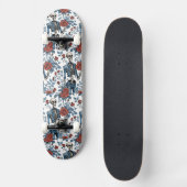 Modieuze Skeletten in Jean jas met Rozen Persoonlijk Skateboard (Voorkant)