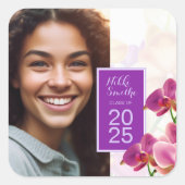 Modieuze stijlvolle foto afstudeerstickers vierkante sticker (Voorkant)