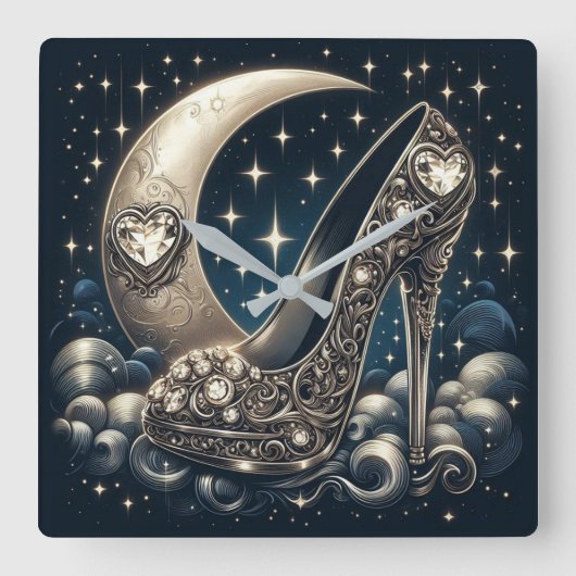 Modieuze Stiletto met halve maan, Vierkante Klok (Voorkant)