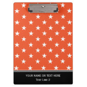 Modieuze Tangerine Tango Sinaasappel en witte ster Klembord (Voorkant)