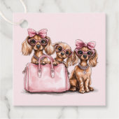 Modieuze teckel honden roze portemonnee bedankjes labels (Voorkant)