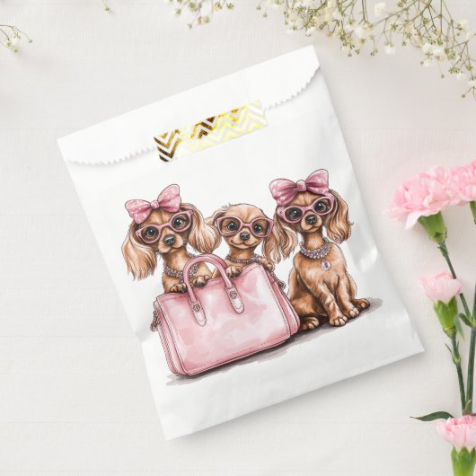 Modieuze teckel honden roze portemonnee bedankzakje (Gezegeld)