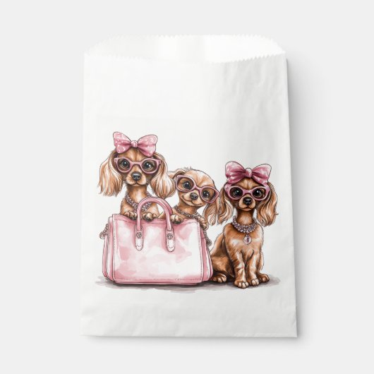 Modieuze teckel honden roze portemonnee bedankzakje (Voorkant)