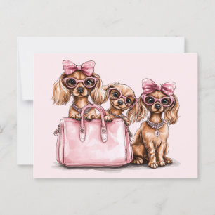 Modieuze teckel honden roze portemonnee briefkaart