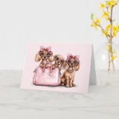 Modieuze teckel honden roze portemonnee kaart (Gele Bloem)