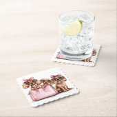 Modieuze teckel honden roze portemonnee kartonnen onderzetters (Insitu)