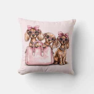Modieuze teckel honden roze portemonnee kussen