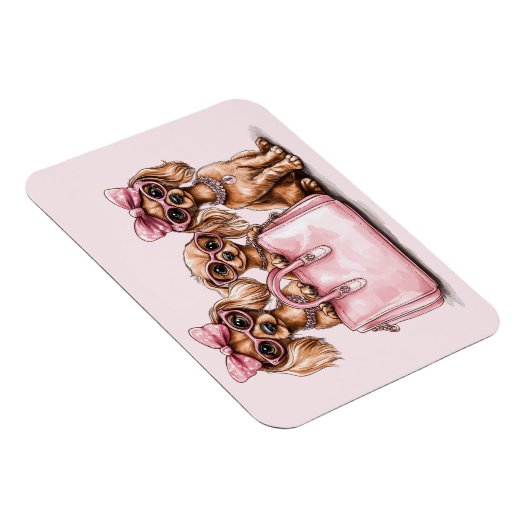 Modieuze teckel honden roze portemonnee magneet (Rechterzijde)