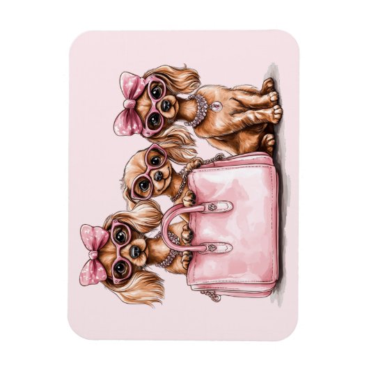 Modieuze teckel honden roze portemonnee magneet (Verticaal)