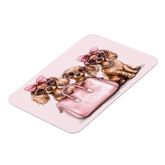 Modieuze teckel honden roze portemonnee magneet (Linkerzijde)