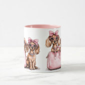 Modieuze teckel honden roze portemonnee mok (Midden)