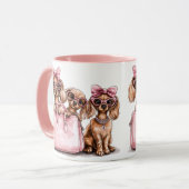 Modieuze teckel honden roze portemonnee mok (Voorkant links)