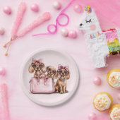 Modieuze teckel honden roze portemonnee papieren bordje (Feest)