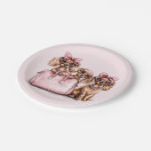 Modieuze teckel honden roze portemonnee papieren bordje (Gekanteld)