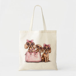 Modieuze teckel honden roze portemonnee tote bag
