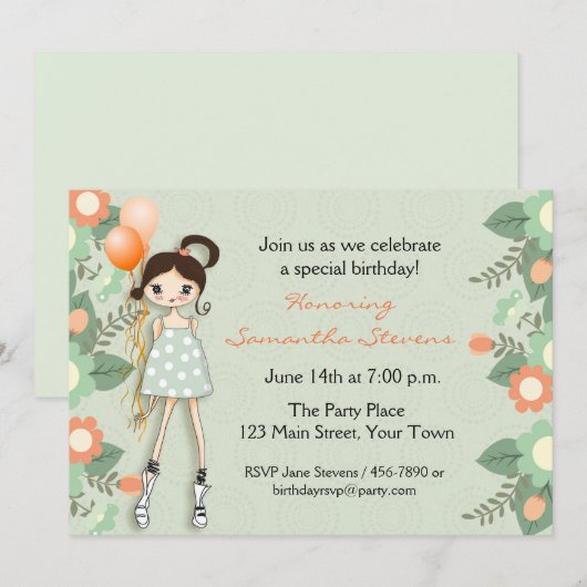 Modieuze tiener, verjaardag kaart (Voorkant / Achterkant)