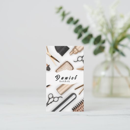 Modieuze trends en stijlvolle kapsels visitekaartje (Staand voorkant)