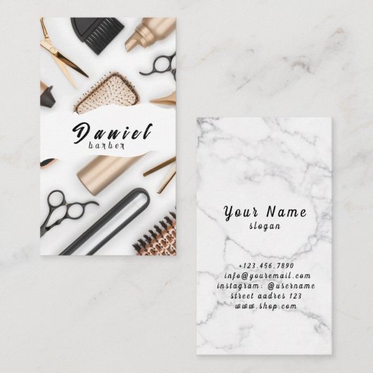 Modieuze trends en stijlvolle kapsels visitekaartje (Voorkant / Achterkant)