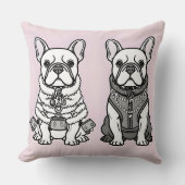 Modieuze Twin Franse Bulldog Puppy Kussen (Voorkant)