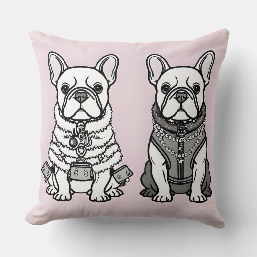 Modieuze Twin Franse Bulldog Puppy Kussen (Voorkant)