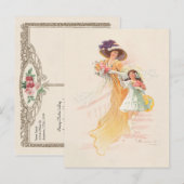 Modieuze Victoriaans moeder en dochter vakantie Feestdagenkaart (Voorkant / Achterkant)