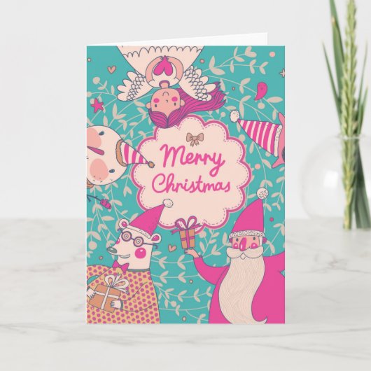 Modieuze Vrolijke Kerstkaart Feestdagen Kaart (Voorkant)