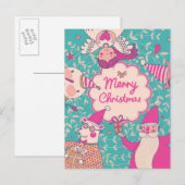 Modieuze Vrolijke Kerstkaart Feestdagenkaart (Voorkant / Achterkant)
